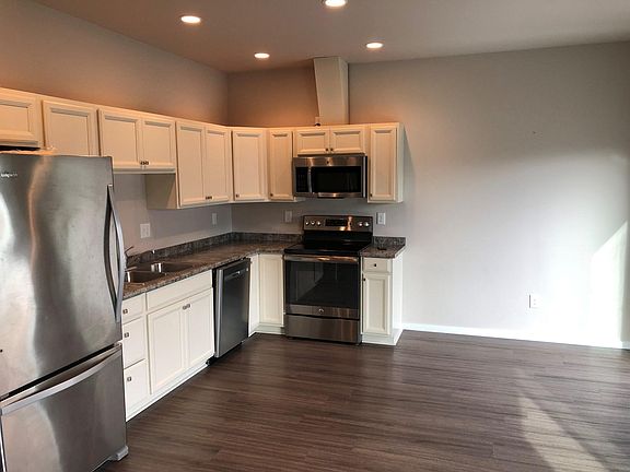 Kitchen with stainless steel appliances