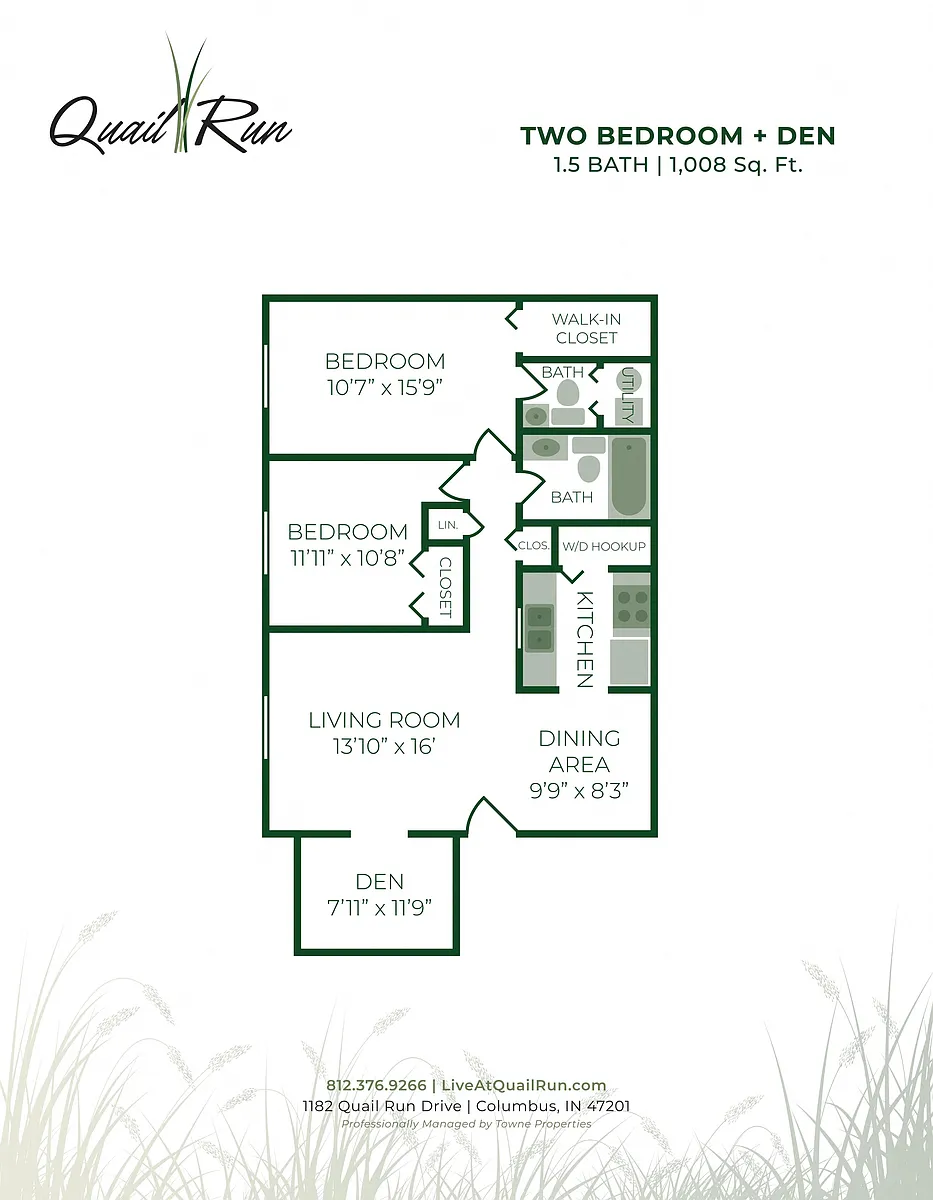 Floor plan 2 Bedroom with Den