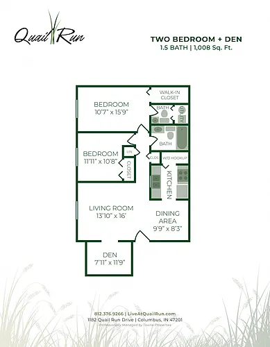 Floor plan 2 Bedroom with Den