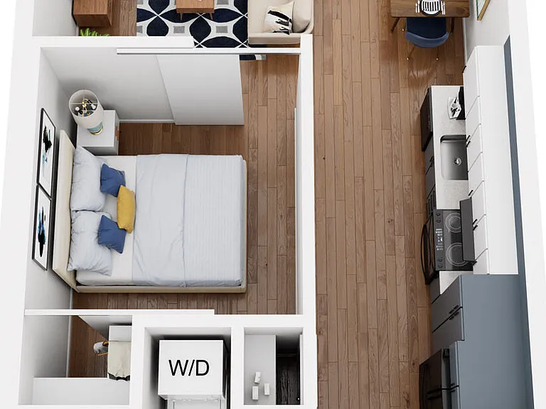 Flex 1X1 floor plan The Frankie