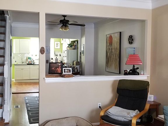 View of main floor when enter from front door. Living room, dining room and kitchen on the main floor.