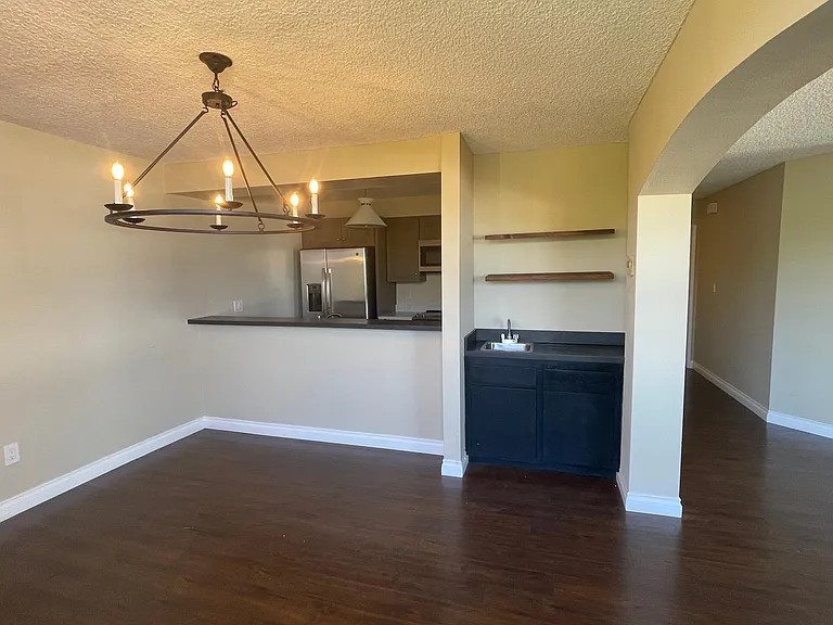 Open plan dining room with a bar