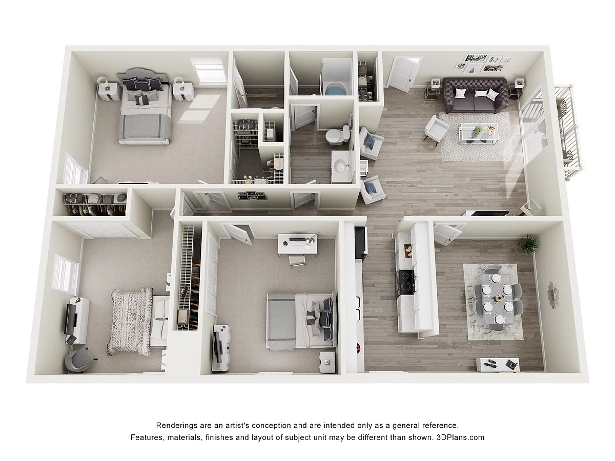 Floor plan Three Bedroom Type S