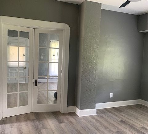 French Doors off of Dining room leading to Living Room.
