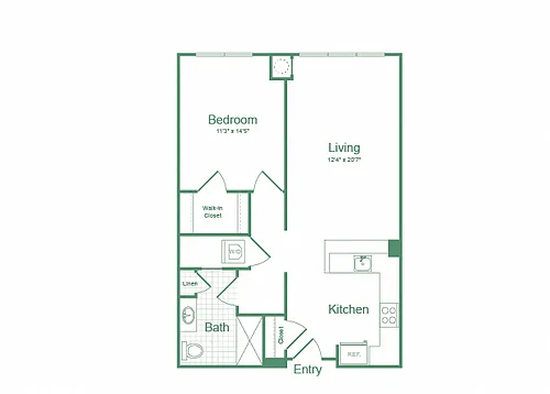 Floor plan One Bedroom A1