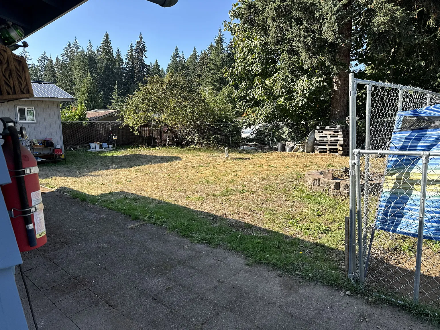 Big yard shared by all units (but conveniently maintained by landlord)