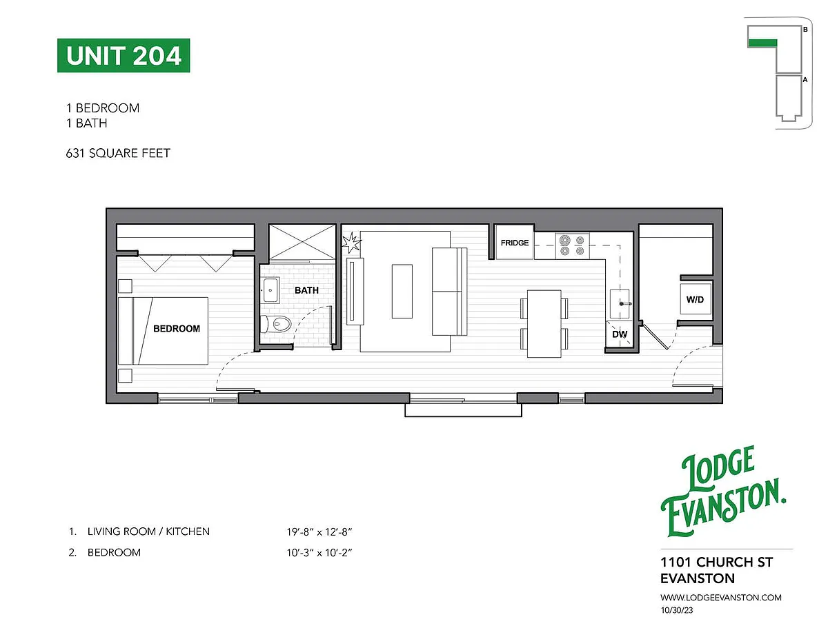 Floor plan one bedroom -- modern layout