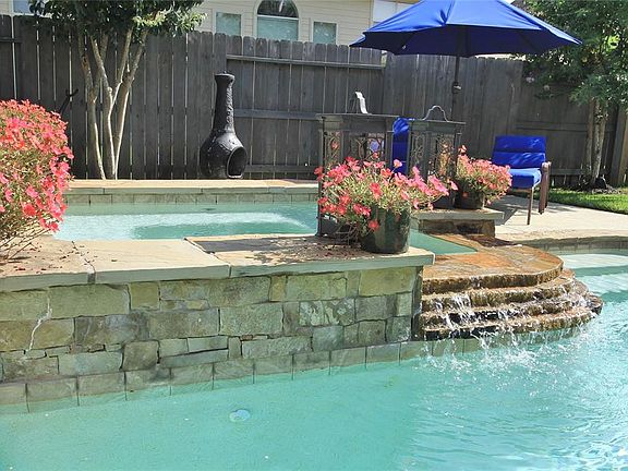 Here's a close-up view of the relaxing water feature that trickles down from the spa.