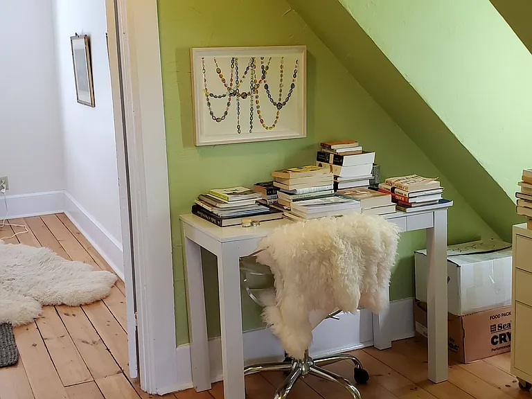 The landing has room for a desk and book shelves