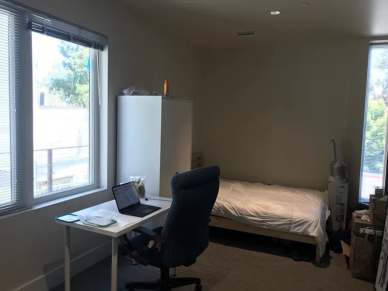 Private studio including private bathroom and views of UCLA campus across the street.