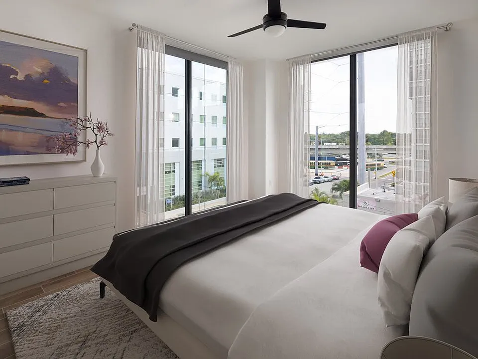 Bedroom with hard surface flooring