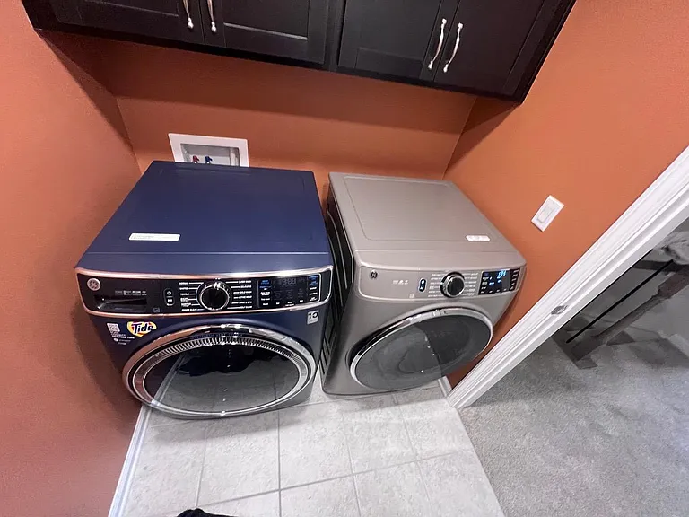 Upstairs Wi-Fi capable Washer and Dryer w/ ample cabinet space