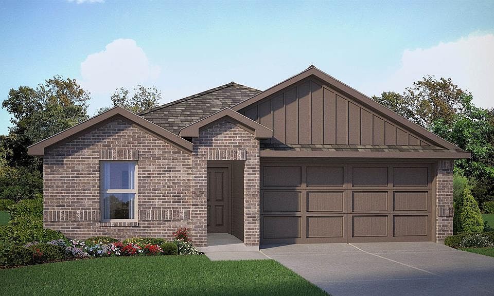 Front Elevation-D.R. Horton''s Baylor floorplan elevation B-All Home and community information, including pricing, included features, terms, availability and amenities, are subject to change at any time without notice or obligation. All Drawings, pictures, photographs, video, square footages, floor plans, elevations, features, colors and sizes are approximate for illustration purposes only and will vary from the homes as built.