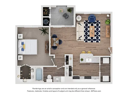 Floor plan One Bedroom - Brazos