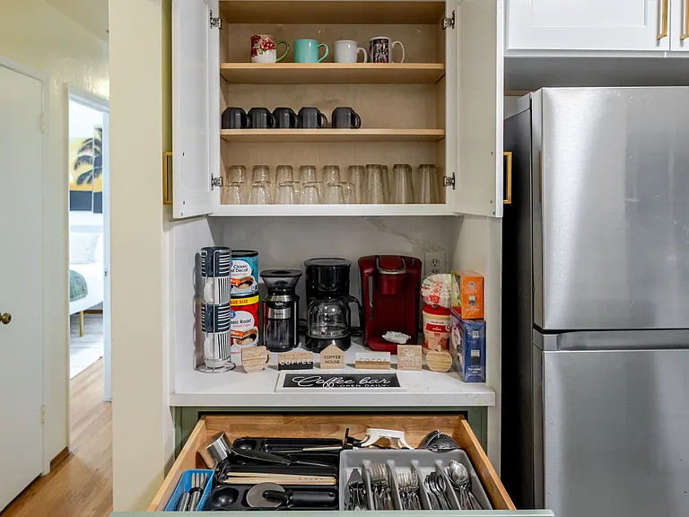 Cook with ease in a fully stocked kitchen, complete with everything you need.