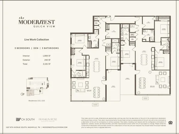 Live Work Collection 3 Bedroom Den Plan, Modernist Gulch View
