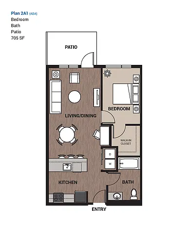 Floor plan One Bedroom Plan 2C1