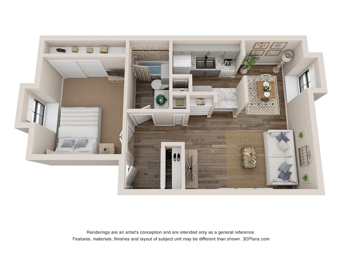 Floor plan 1 Bed 1 Bath Renovated 675 sq ft