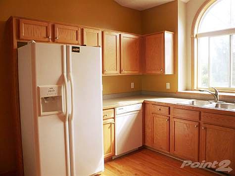 Side by side refrigerator, dishwasher, plenty of counter space and cabinets too.  Great kitchen window!