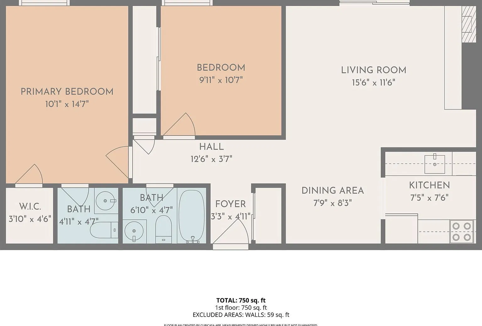 2 bed, 1.5 bath, 829 sqft, $1,075 — Photo 2