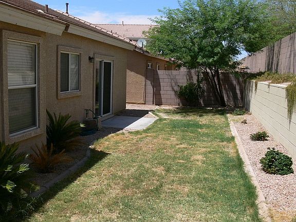 Yard with raised planter