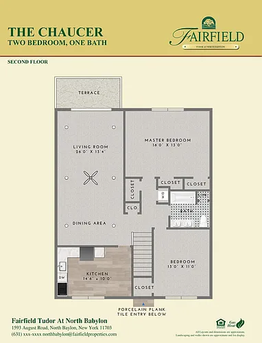 Floor plan CHAUCER - 2BR, 1BTH, UPPER