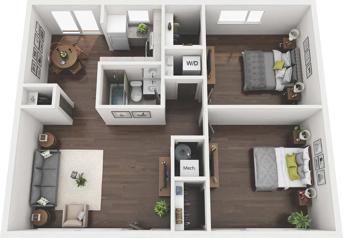 Floor plan 2x1 Flat B (Stack)