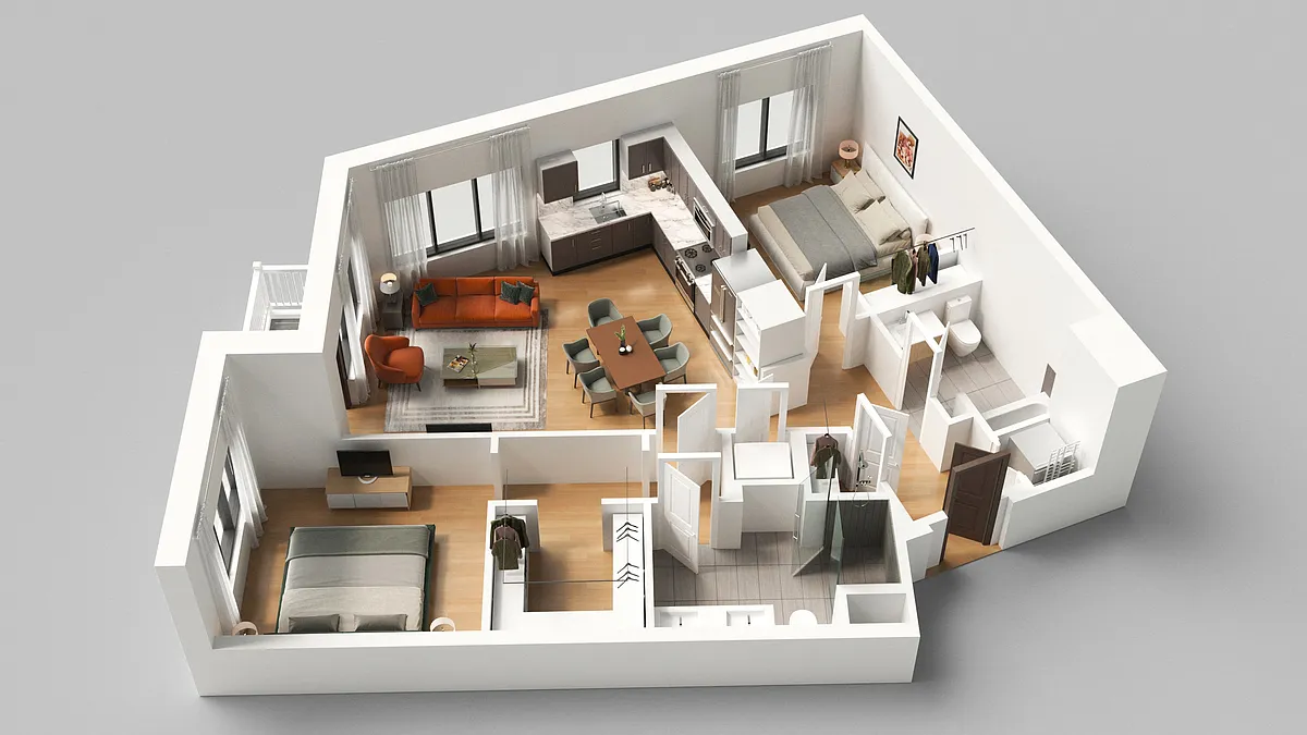 Floor plan B1 Two Bedroom Two Bathroom