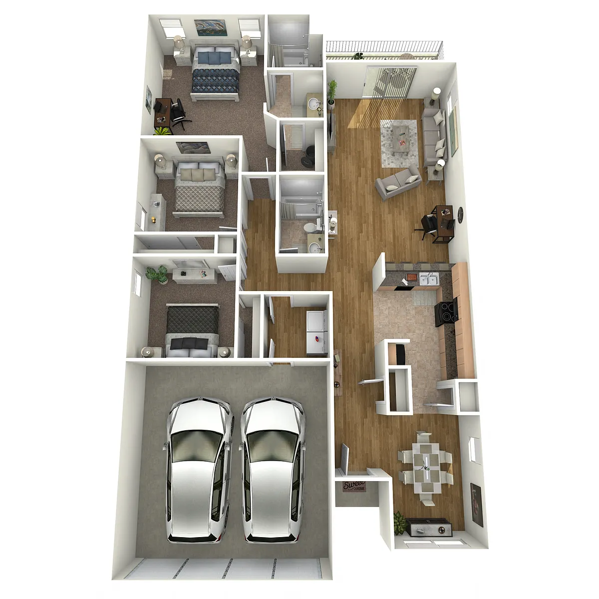 Floor plan Villa Three Bedroom 2 Bath