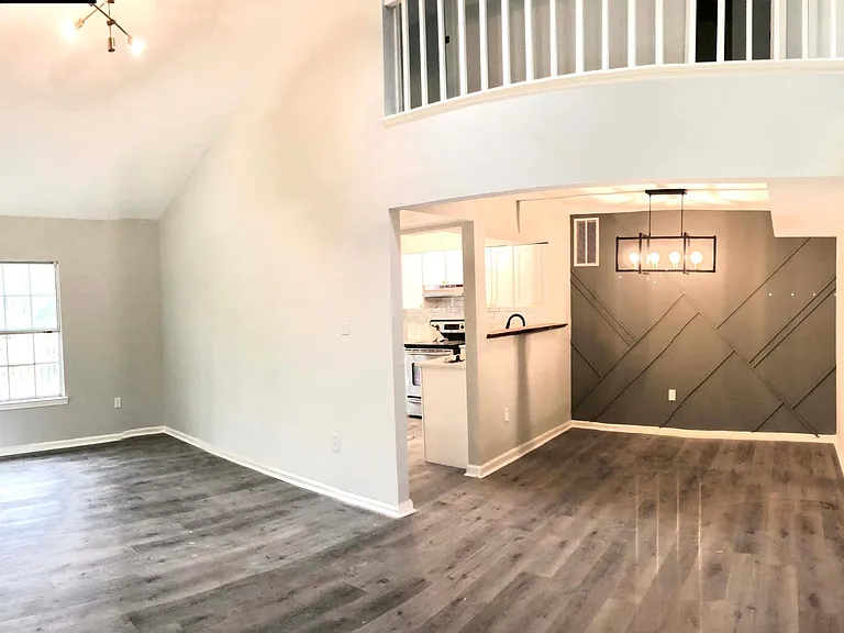 Open living and dining rooms