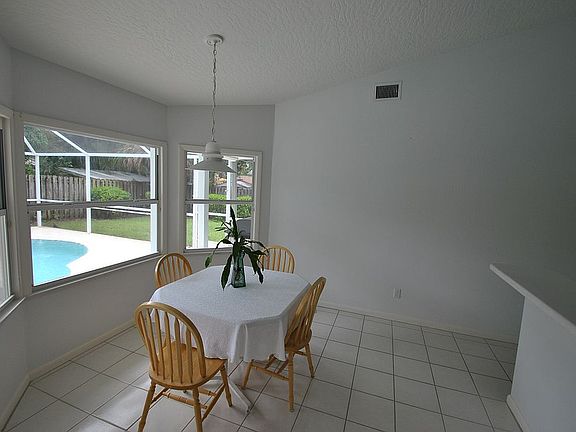 kitchen nook with pool view
