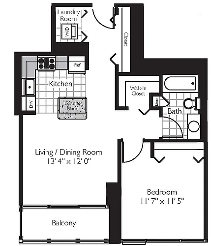 Floor plan ONE BEDROOM 08 - THE SHOREHAM