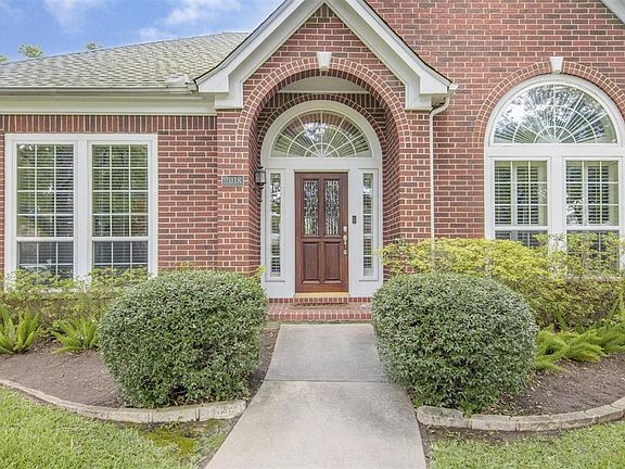 Front door with leaded glass.