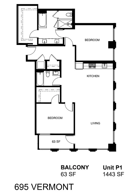 Floor plan P1 - 2 Bedroom