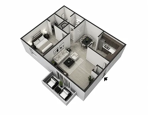 Floor plan One Bedroom, One Bath