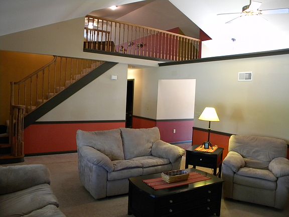 Living room view to loft