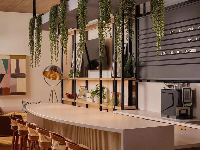 Coffee bar moments at Modera Rio Salado_grab a seat, recharge, and connect in a thoughtfully designed gathering space.