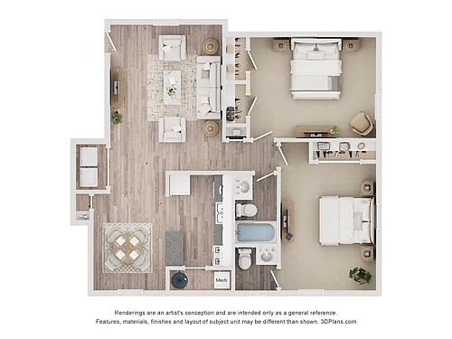 Floor plan Two Bedroom/Garden