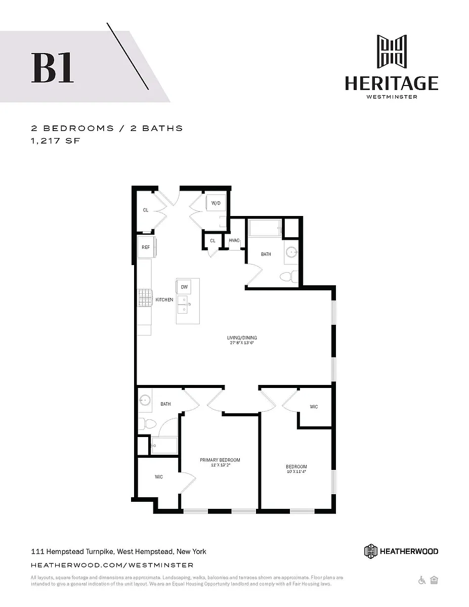 Floor plan 2 Bed, 2 Bath- B1