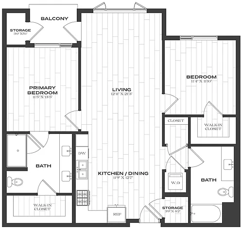Floor plan 2 Bed/2 Bath-B3