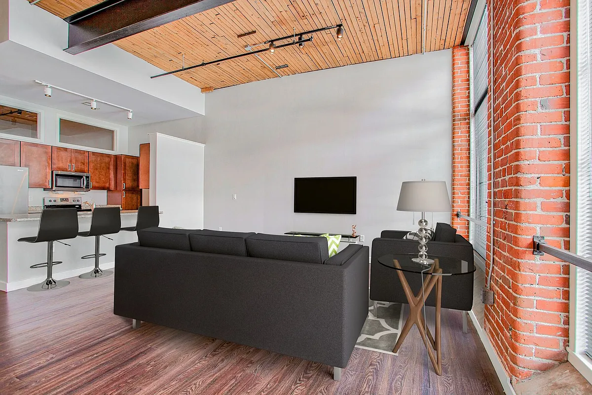 Living Room With High Ceilings - Yarn Works