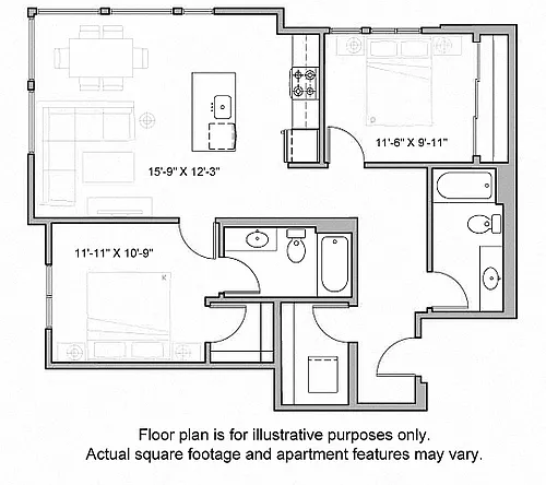 Floor plan B7 2 Bed-2 South