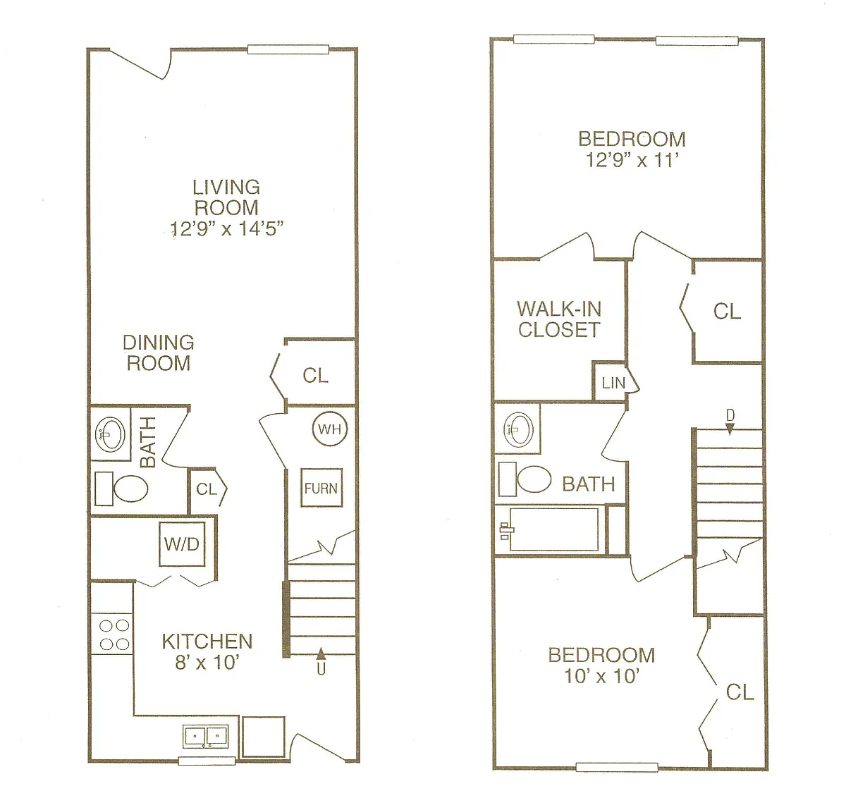 Floor plan 2 Bed 1.5 Bath | Townhome