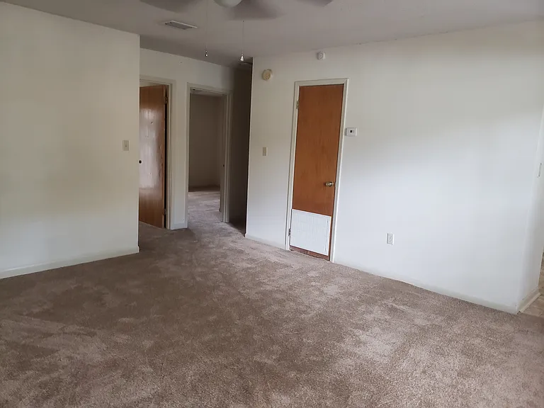 Living room with brand new carpet