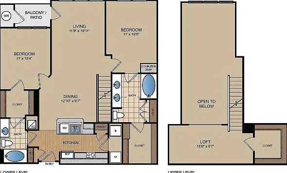 2 bedroom, 2 bath 2 bedroom, 2 bath