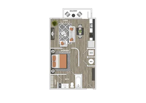 Floor plan Studio - 1 Bath