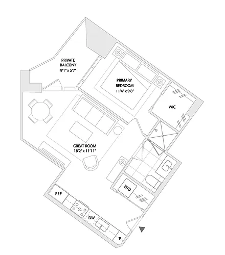 Floor plan 1 BED B1