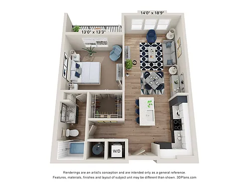 Floor plan A3 LL (1 Bedroom)