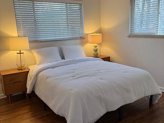 Queen bed with dresser/hamper and hangers!