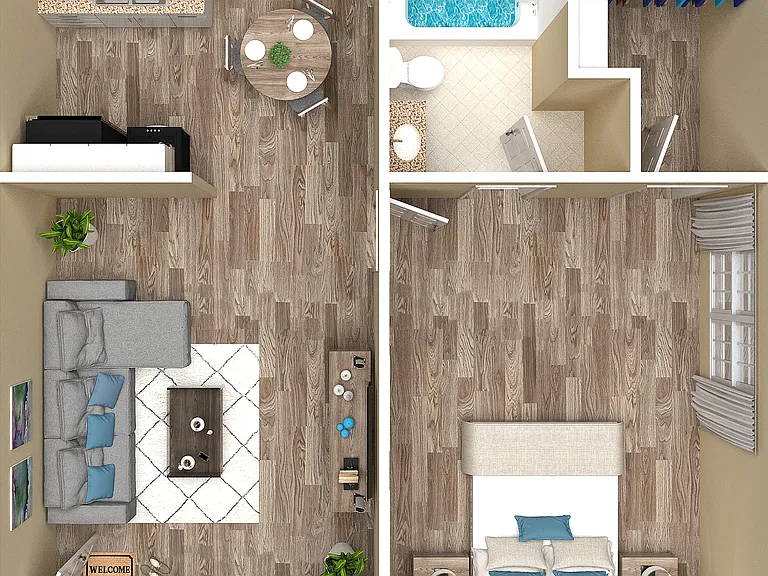 One Bedroom One Bathroom floorplan One Bedroom One Bathroom floorplan